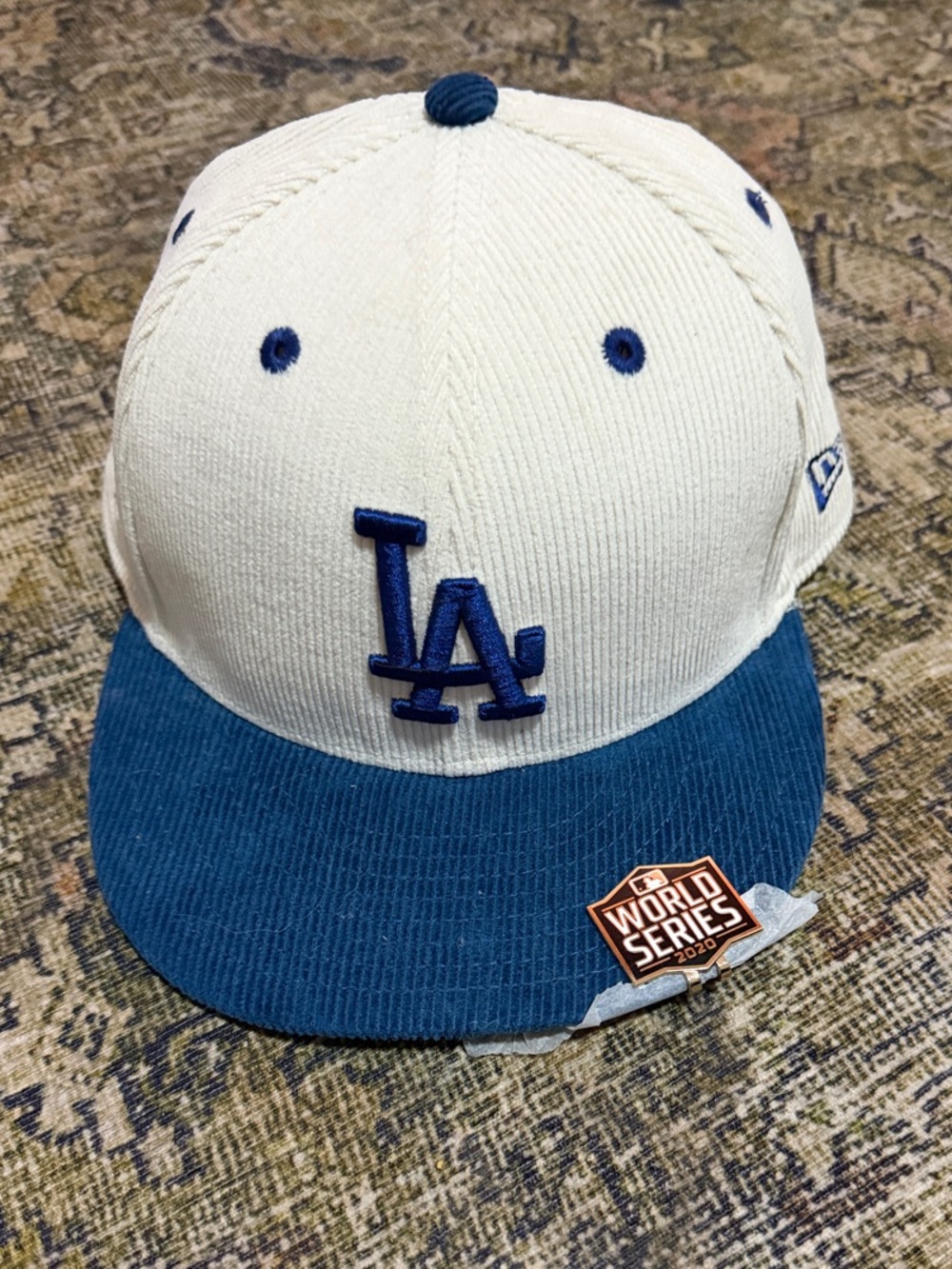 New Era Kids Cream & Blue LA Dodgers Corduroy Hat